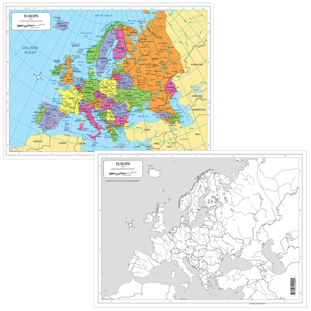Dry-Erase Europe Desk Map 