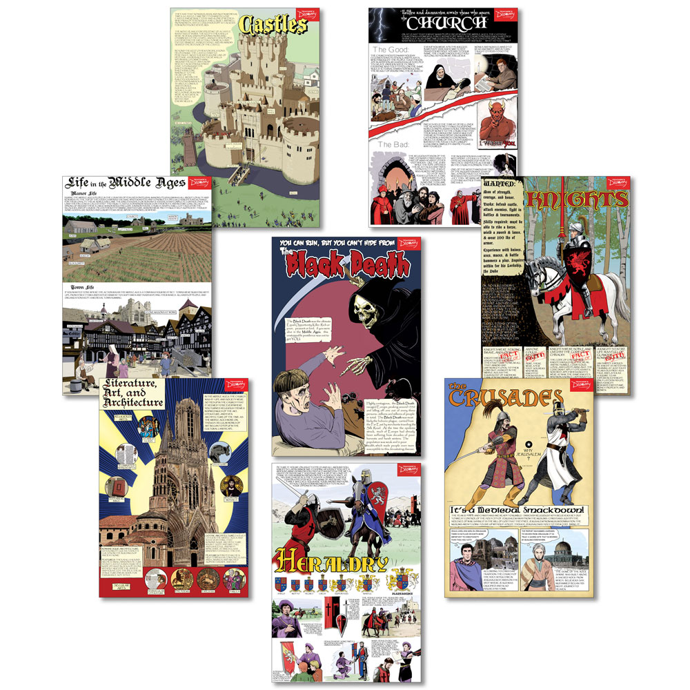 Middle Ages Graphic Novel Posters - Set of 8