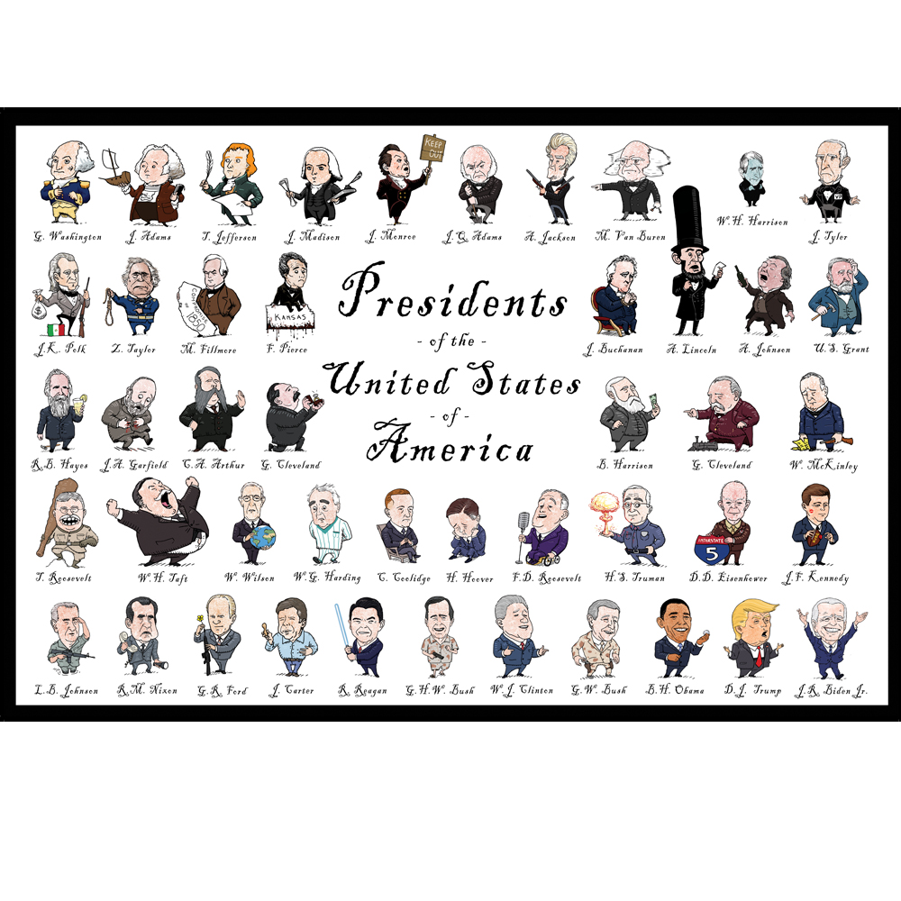 Illustrated Presidents Poster