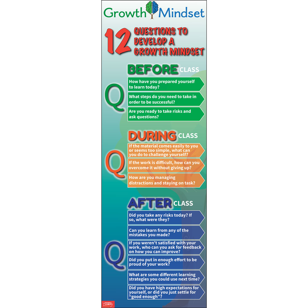 12 Questions to Develop a Growth Mindset Skinny Poster