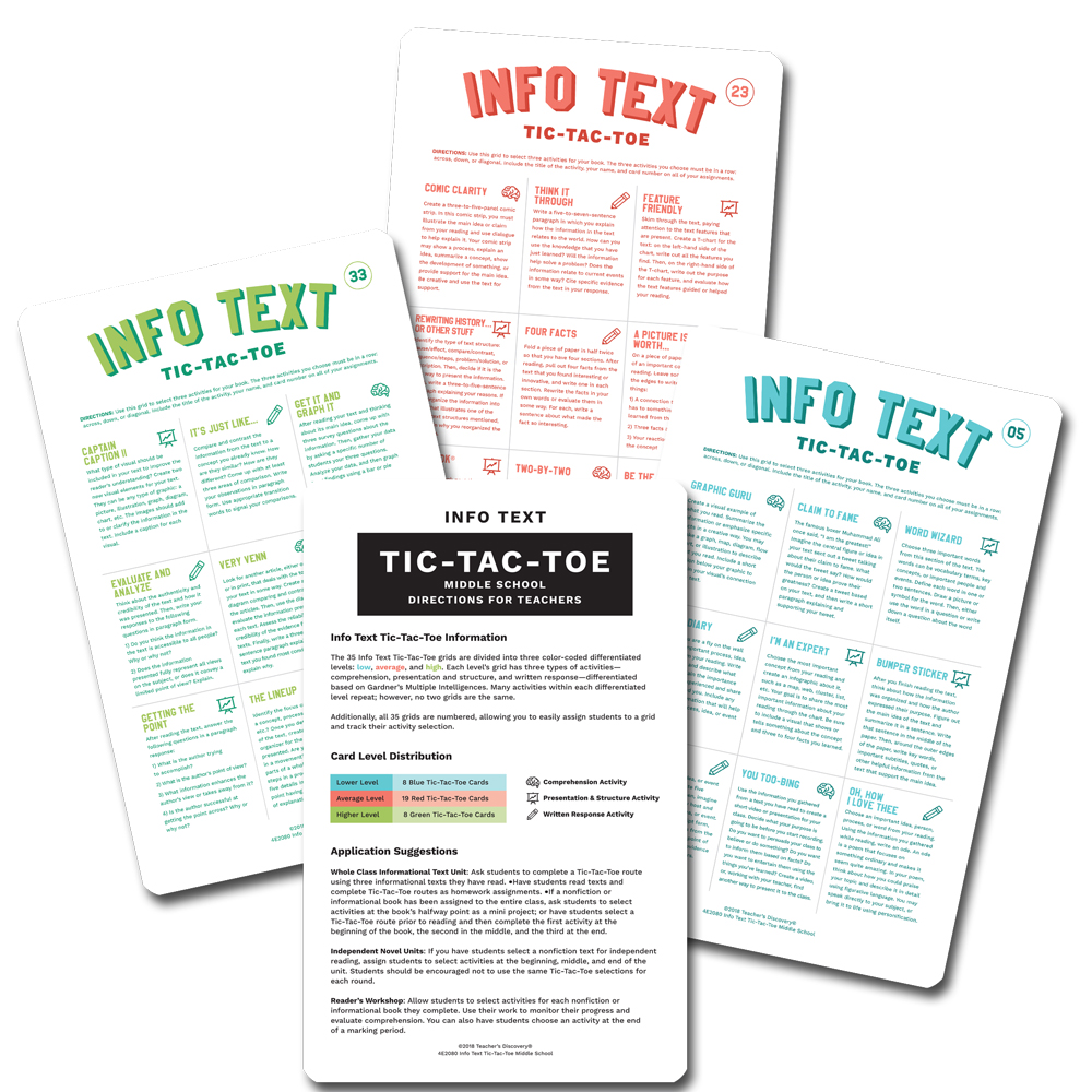 Info Text Tic-Tac-Toe: Differentiated Activites Card Set for Middle School