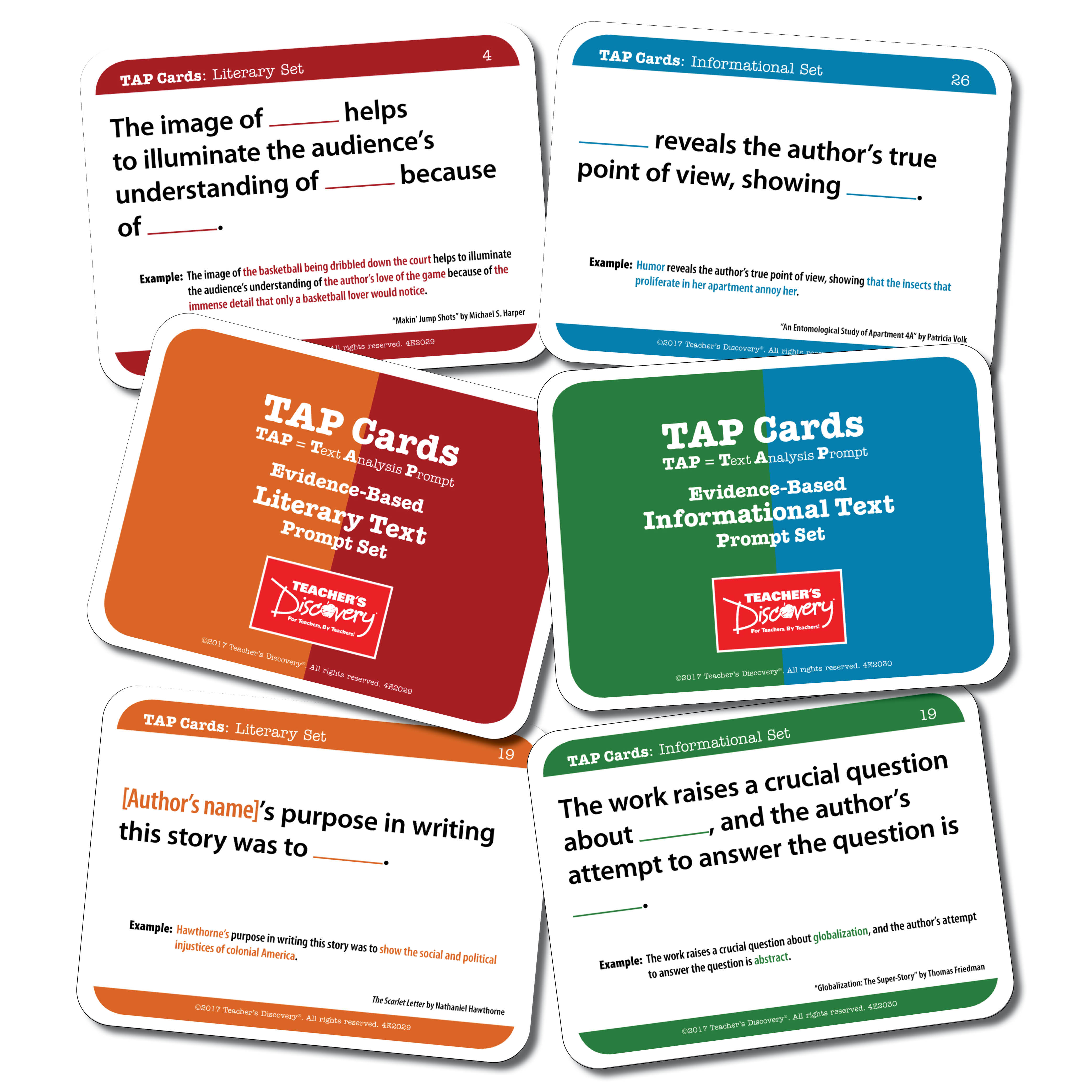 TAP Cards: Informational Text and Literary Text Card Sets for High School
