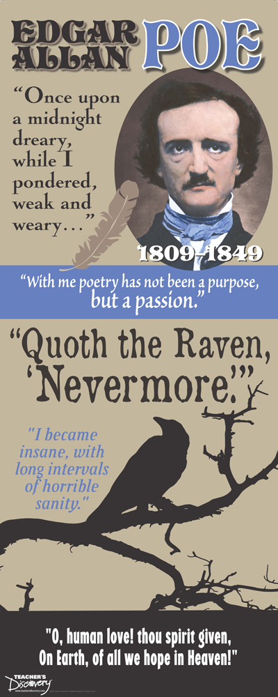 Quoth the Raven: Edgar Allan Poe Fabric Banner with Clips