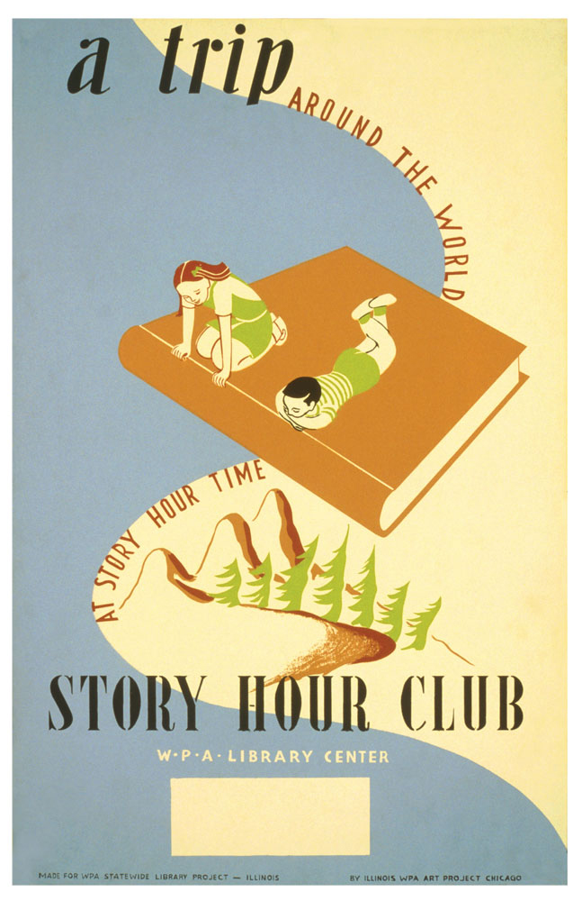 WPA Reading Poster: Story Time A Trip Around the World