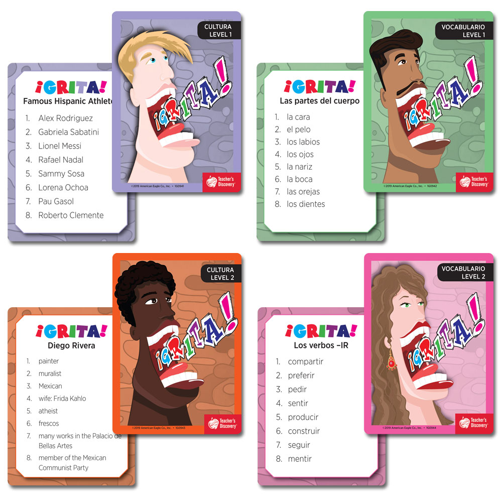 ¡GRITA! Cultura and Vocabulario Spanish Card Games