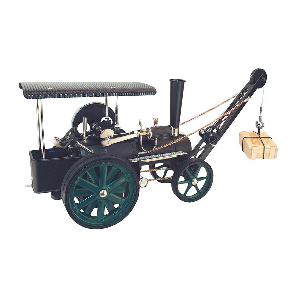Wilesco Steam Traction - D 405/1 / moss green & black / with crane