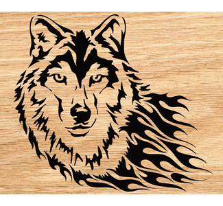 Blazing Wolf Scrolled Art Pattern