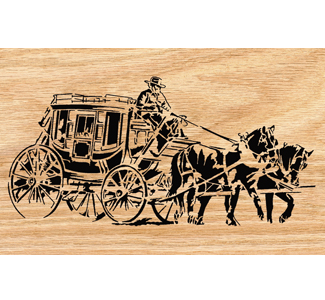 Old West Stagecoach Scrolled Wall Art Pattern