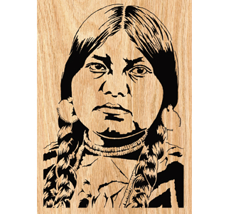 Cayuse Indian Woman Scrolled Portrait Art Pattern