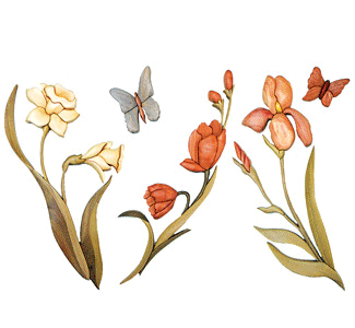 Intarsia Floral Pattern Set #1