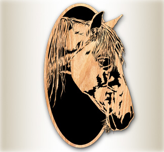 Horse Oval #1 Scrolled Art Pattern