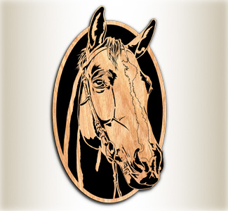 Horse Oval #3 Scrolled Art Pattern