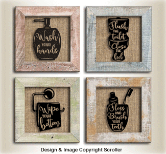 Product Image of Raised Bathroom Silhouette Wall Art Pattern - Downloadable