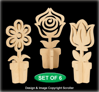 Set of 6 Slotted Flower Designs - Downloadable Pattern