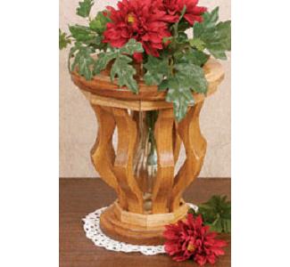 Product Image of Ribbed Wooden Vase #3 Scroll Saw Pattern 