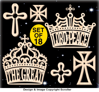 Crown & Cross Ornament Designs Pattern