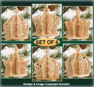 Set of 6 Slotted Crown Ornament Designs