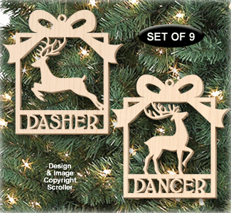 Santa's Reindeer Ornaments Pattern Set