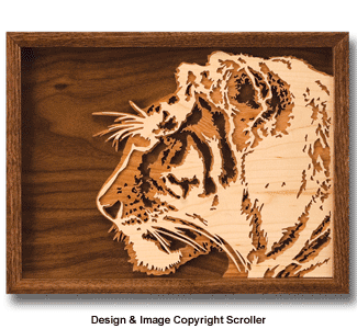 Layered 3D Tiger Wall Art Design Pattern