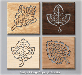 Leaf Wall Art Plaque Set Patterns