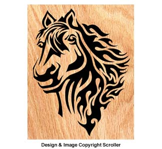 Blazing Horse Scrolled Art Scroll Saw Pattern