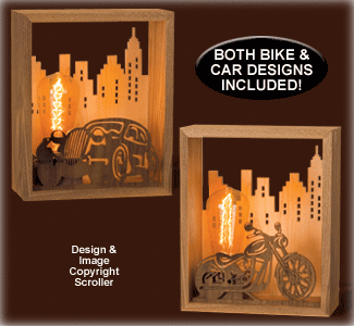 Vintage Vehicle Lighted Designs Scroll Saw Pattern - Downloadable