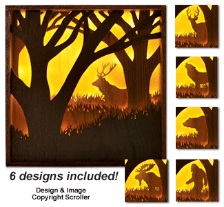Lighted Wildlife Silhouette Wall Art Design Pattern - Downloadable