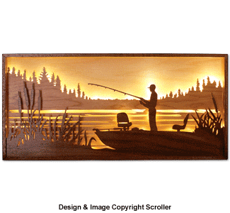 Product Image of Lighted Fisherman Silhouette Wall Art Design Pattern
