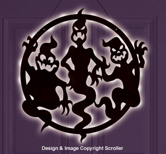 Lighted Ghostly Trio Door Decor Design Pattern