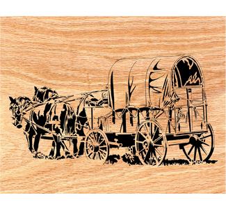 Western Horse Wagon Scrolled Art Design Pattern