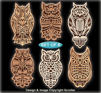 Tribal Owl Wall Art Pattern Set
