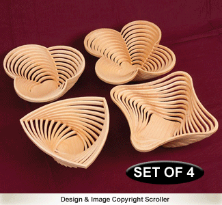 Set of 4 Stylish Stacked Bowl Designs #1 Pattern - Downloadable
