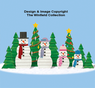 Landscape Timber Snowmen and Trees Pattern Set