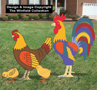 Giant Rooster, Hen & Chicks Pattern Set