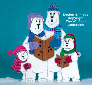 Caroling Polar Bear Family Wood Pattern