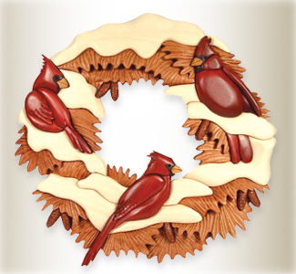 Cardinal Wreath Intarsia Pattern