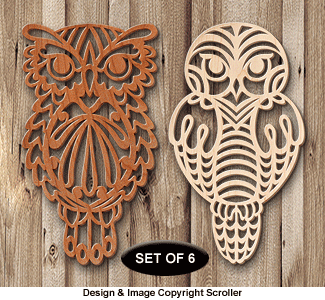 Product Image of Owl Trivet and Ornament Scroll Saw Pattern Set