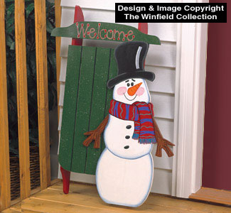 Snowman & Sled Welcome Woodcraft Pattern