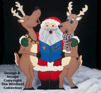 Product Image of Caroling Santa & Reindeer Wood Pattern