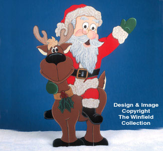 Santa Riding Reindeer Woodcraft Pattern