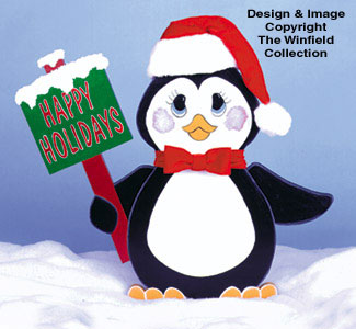 Product Image of Happy Holidays Penguin Woodcraft Pattern