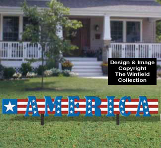 Product Image of America Yard Sign Woodcraft Pattern