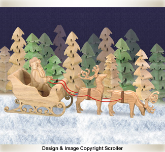 Product Image of 3D Sleigh & Reindeer Scroll Saw Patterns