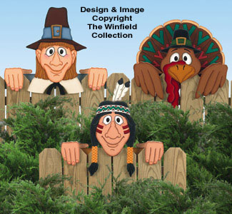 Product Image of Thanksgiving Fence Peekers Wood Pattern 