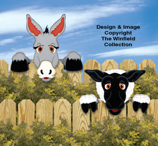 Product Image of Donkey & Sheep Fence Peekers Wood Pattern