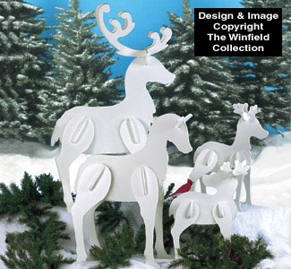 Product Image of Standing Reindeer Family Wood Pattern