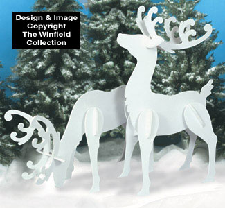 Product Image of Large White Reindeer Wood Patterns