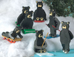 Miniature Black Bears Wood Pattern