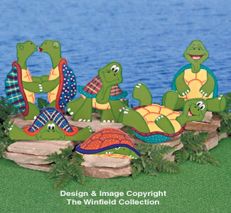 Goofy Garden Turtles Wood Pattern 