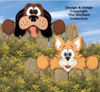 Product Image of Cat & Dog Fence Peekers Wood Pattern